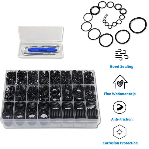 1280 Pcs Rubber O-Ring Assortment Kit with Pick and Hook Set for Pressure Washer Faucet Plumbing (OD 6mm-28mm)