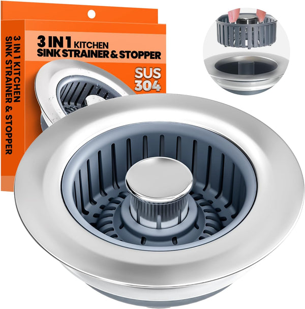 Kitchen Sink Drain Strainer - Upgraded Kitchen Sink Stopper,Sink Stopper Kitchen Drain,Stainless