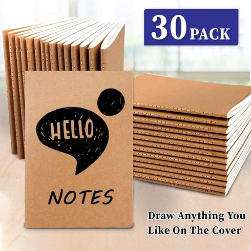 feela 30 Pack Kraft Notebooks, A5 Journals with 60 Lined Pages for Women Girls Students, 8.3 x 5.5 in