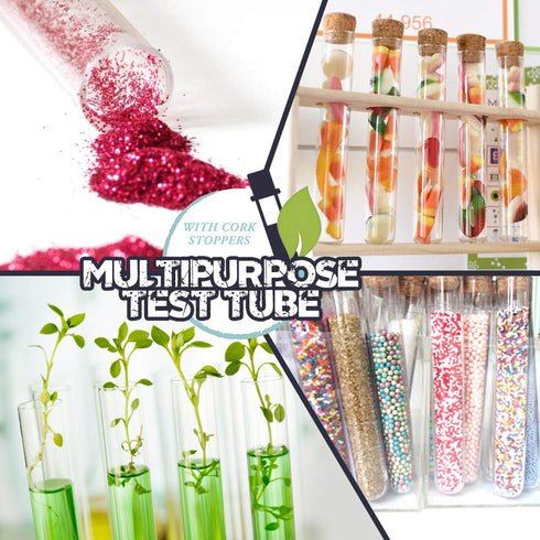 HNYYZL 25Pcs Clear Plastic Test Tubes with Cork Stoppers, 15x100mm 10ml for Jewelry, Seed Beads, Liquid Storage