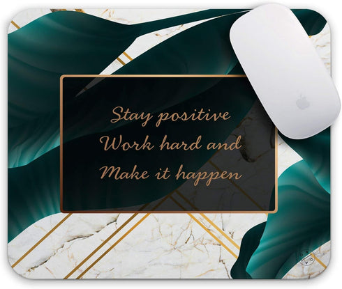 Oriday Custom Gaming Mouse Pad, Stay Positive Work Hard Motivational Quote for Work, Golden Tropical