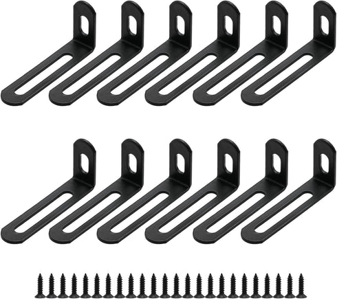 JAKOUE 12 Pcs Small L Brackets for Wood, 2''x1''x0.5'' Black Metal Corner Braces,
