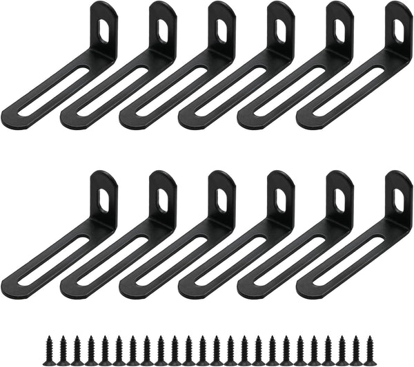 JAKOUE 12 Pcs Small L Brackets for Wood, 2''x1''x0.5'' Black Metal Corner Braces,