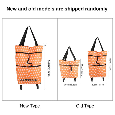 MUNEFE Wheel Rolling Shopping Bag, Foldable Shopping Bag, Shopping Cart with Wheels for Shopping, Camping, Picnicking