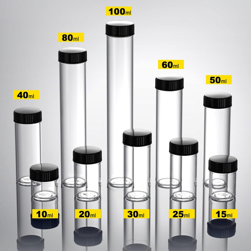 Wide Mouth Glass Sample Vials, Boro 3.3 with Black Cap for Laboratory, Reagents, Teas, Spices, 30mm 30ml 8pcs