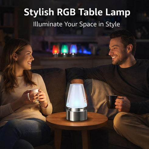 7 RGB Table Lamp Color Changing with USB Rechargeable, Acrylic Lampshade, Color Modes - Gentle Lighting, Portable