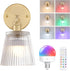Shenmoyl Vintage Battery Operated Wall Sconce with Transparent Stripe Glass Lampshade Rechargeable