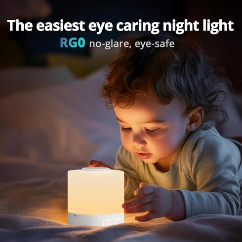 Dimmable, 3 4000mAh Lyridz LED Nursery Night Light with Clock, Portable Breastfeeding Table Lamp for Baby with Remote