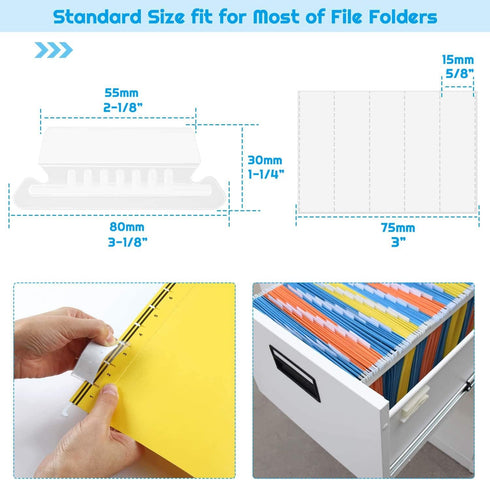 File Folder Tabs, Paxcoo 50 Sets Hanging File Folder Labels and Inserts