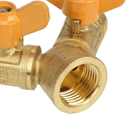 SHANOER Solid Brass Y Ball Valve, Comfort Grip for Oil and Gas Hoses Connector
