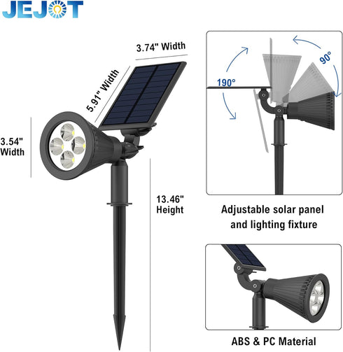 IP65,6500K LED,2 On/Off-1 Pack Solar Lights Outdoor Waterproof Super Bright Lighting Modes, Solar Powered Yard Garden