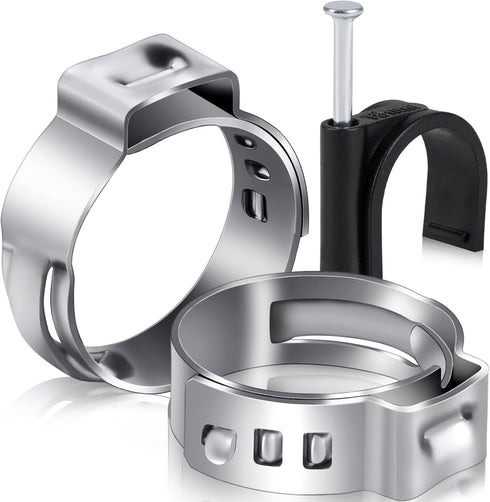 80PCS Stainless Steel Pex Cinch Clamp Rings 1/2inch plus 3/4inch Half Clamp J-Hook with Nails for Pex Tubing Pipe