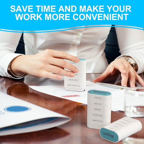 Office Stamps - 5-in-1 Pre-inked Rubber Stamp Set, Cute Business Message Stamp with Red Ink Impression Size 1.5’’ X