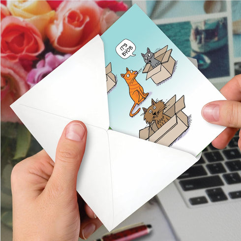 NobleWorks 1 Happy Birthday Cartoon Greeting Card, Funny Notecard with Envelope, Comic Stationery - Bring Your Own Box