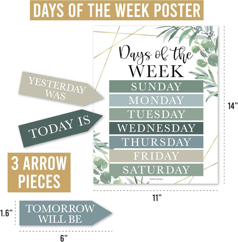 Hadley Designs Greenery Classroom Calendar Set, Bulletin Board Sets for Teachers
