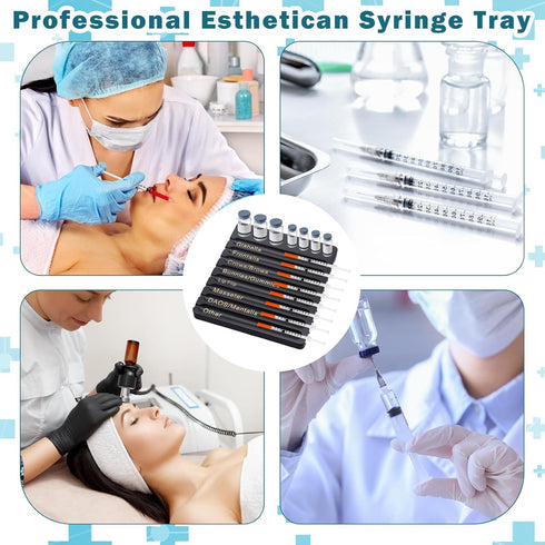 1 8 2-in-1 Geelin Pcs Aesthetic Practitioner Syringe Tray with Slots Label Bamboo Vial Holder Syringe Preparation Tray