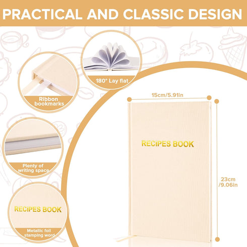 Elegant Hard Cover Recipe Journal – Blank Recipe Book for Personal Culinary Creations – Perfect Cookbook for Organizing and Writing Your Own Recipes (Beige)