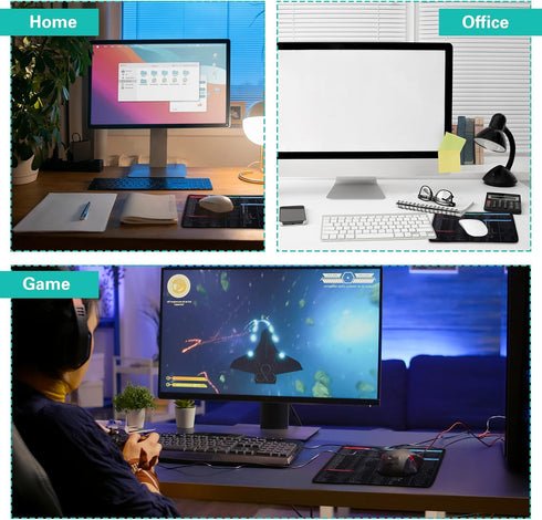 Excel Mouse Pad with Shortcuts - 26x21x0.3cm Anti-Slip Mouse Mat for Office Desk with Excel and Word Patterns