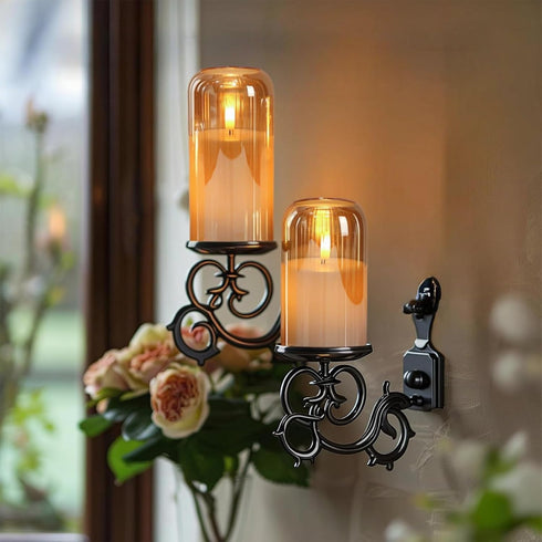 3D Decor(3Pcs, D3H4/5"/6") Eldnacele Gold Glass Flameless Candles with Remote and Timer, Battery Operated Wick