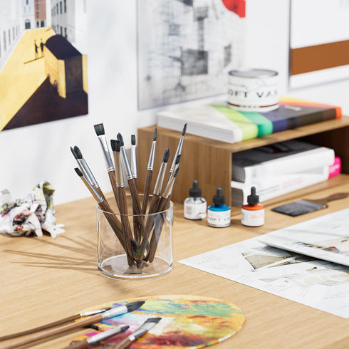 MaxGear Round Pen Holder 4 Pack, Acrylic Cylinder Container for Desk, Pencil Holder for Utensil and Makeup Brush Storage