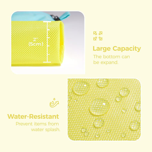 Large Yellow Water-Resistant Zipper Pouch - Ideal for Travel and Office Storage