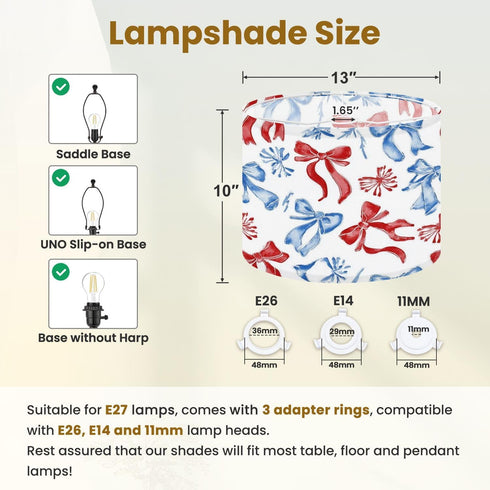 RAINFALLARING Seamless 13"x13"x10" Drum Lamp Shades ribbon hand drawn watercolor painted You can change color Lampshade
