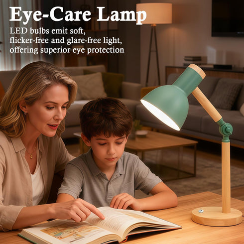 CWTRAY 3 Desk Lamp, LED Desk Lamps for Home Office, Eye-Caring Desk Light, Color Modes Reading Light, Wood Table Lamps