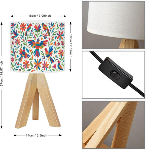 WEFHFGK Small Lamp Colorful Mexican Traditional Textile Embroidery Style from Tenango Bedside Tripod Table Lamp Cute