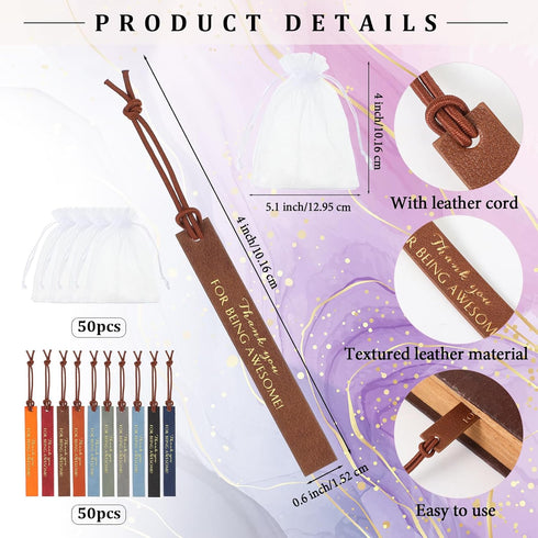 Qilery Employee Appreciation Gifts Set, Mini Notebook, Ballpoint Pen, Leather Bookmark, Thank You Gift for Teacher Staff