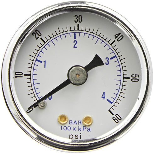 PIC Gauges 102D-158D Center Back Mount Dry Pressure Gauge, 1.5" Dial, 0/60 psi Range