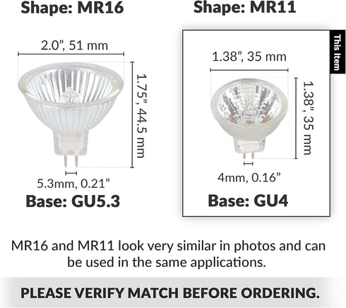 Simba Lighting MR11 Halogen 20W 12V FTD Spotlight Light Bulbs (10 Pack) 2-Pin 220lm for Landscape, Accent, Track Lights, and Fiber Optics, GU4 Bi-Pin Base, Glass Cover, Warm White 2700K Dimmable by Simba Lighting