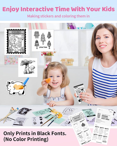 T02 Receipt Mini Printer, Portable Pocket Sticker Printer, Bluetooth Mobile Thermal Printer for Journal and Notes