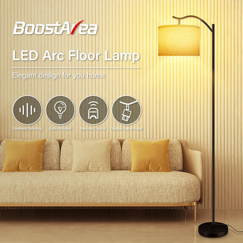 Dimmable 2700k-6500k,Modern BoostArea Floor Lamp for Living Room,Arc Floor Lamp with Remote Control,Stepless Brightness