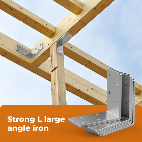 Wuno Shop 8 Pcs L Brackets Heavy Duty, 90 Degree Angle Bracket, Galvanized Corner Brace for Wood 90 Degree L Shape