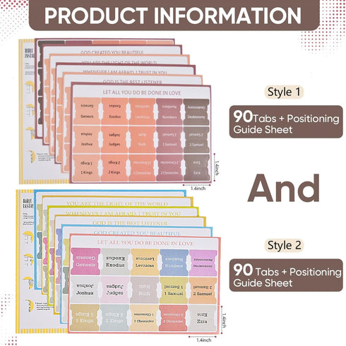WSSROGY 180 (Set 2) Pcs Bible Tabs, Laminated Large Print Bible Index Tabs Labels for Women Men Easy Navigation
