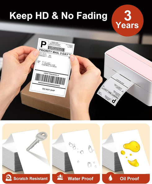 4x6 500 241bt, Phomemo Thermal Shipping Labels, PCS -Fold Thermal Labels, Compatible with MUNBYN,JADENS,Nelko,Rollo