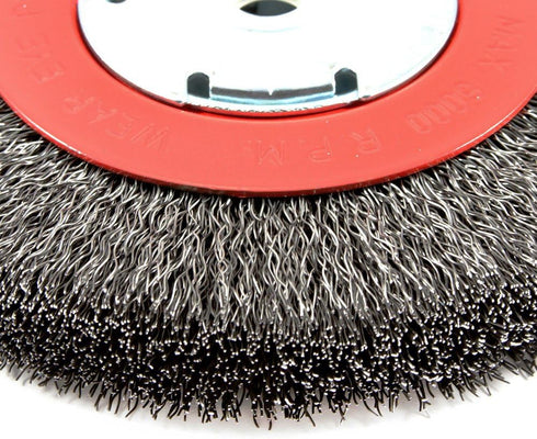 Forney 72750 Wire Bench Wheel Brush, Narrow Face Coarse Crimped with 1/2-Inch and 5/8-Inch Arbor