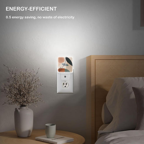 Jahiona White,0.5W LED Night Light Lamp with Smart Sensor Dusk to Dawn Sensor,Abstract Minimalism Art Night Light