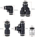 uxcell Pneumatic 6mm OD PU Air Hose Tubing Kit, 5 Meters Blue with 12 Pcs Black Push to Connect Fittings