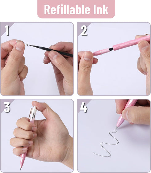 Mr. Pen Diamond Cut Gel Pens, 5 Pack, Black Ink, Fine Point 0.5mm, Fast Dry, Cute Aesthetic Pens for Journaling