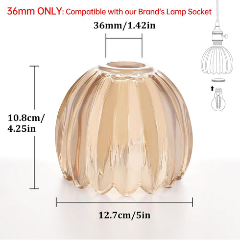 5" 4.25" 1 Pack Shenmoyl Tulip Lamp Shades Replacement, Dia. * H Amber Glass Sconce Shade Heavy and Thick for Wall