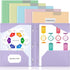Sooez 6 Pack Plastic Folders with Pockets and Prongs, 3 Prong Folders with Pockets and Writable Label, Heavy Duty 2