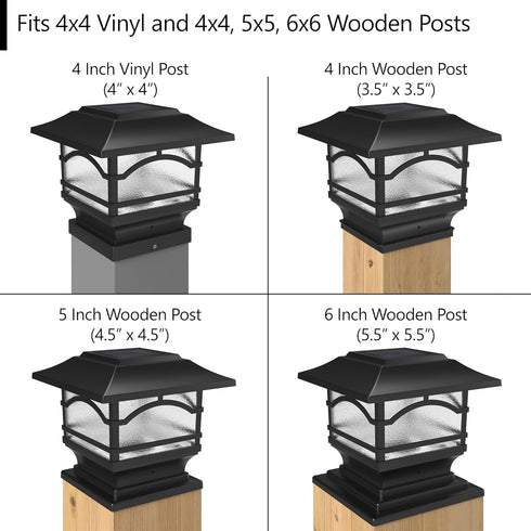 4x4 5x5 6x6 (1 Pack) Davinci Lighting Premium Solar Outdoor Post Cap Lights - - Bright LED Light for Fence Deck Garden