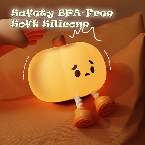 Adorable Rechargeable Pumpkin Night Light for Kids' Nursery - Soft Silicone Bedside Lamp