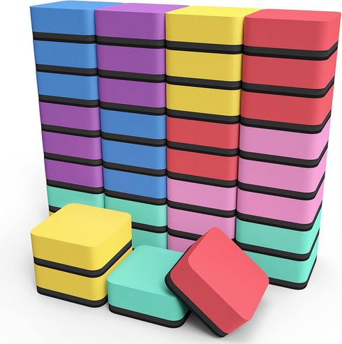 MaxGear Dry Erase Erasers, 36 Pack Magnetic Whiteboard Dry Erasers, Classroom, Office, Home, 6 Color Set