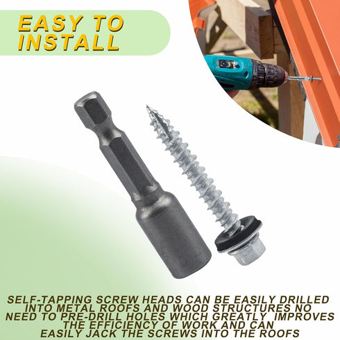 Metal Roofing Screws #10 x 1-1/2 inch Galvanized Hex Head, 260-PCS Self Tapping Screws with Test Hex Socket