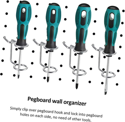 SHINEOFI 5pcs Iron Pegboard Screwdriver Holders Rack Utility Hooks for Garage Workbench Storage Easy Installation Tool