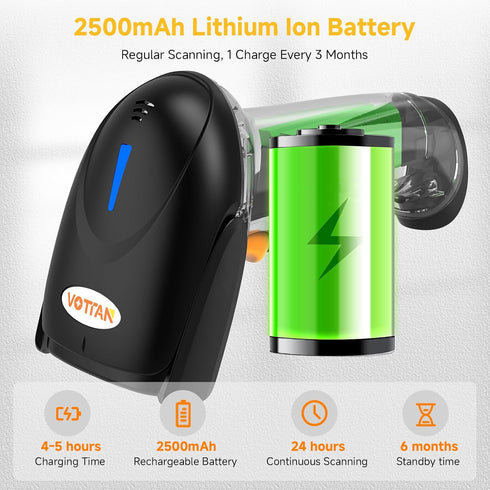 VOTTAN 2D 2.4G 1D PDF417 2D QR Barcode Scanner, Bluetooth & Wireless & USB Wired Connect iPad Phone Tablet PC POS, UPC