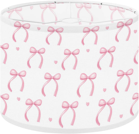 LASENLANP Drum Lamp Shade Cute Coquette Aesthetic Pattern Seamless Pink Ribbon Bow White
