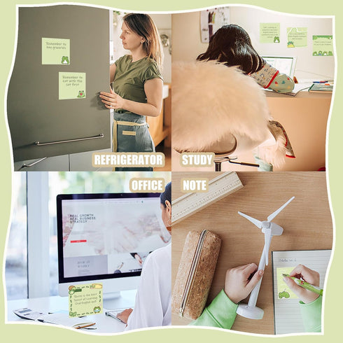 QPEY 300 PCS Frog Sticky Notes with 12 PCS Frog Pens, Frog Self-Stick Notes Pads, 0.5mm Black Gel Ink Pens for Office